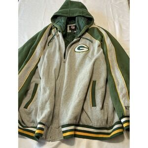 Packers Full Zip Hoodie Jacket Mens 6XL 6X Big Tall Green Gray